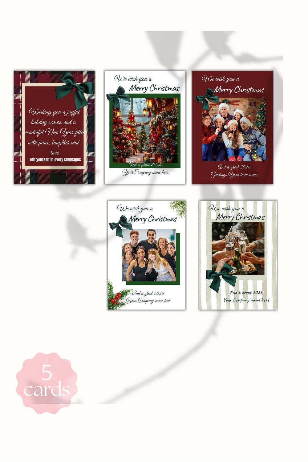Business Holiday Photo card Template, Merry Christmas, Custom Company Name