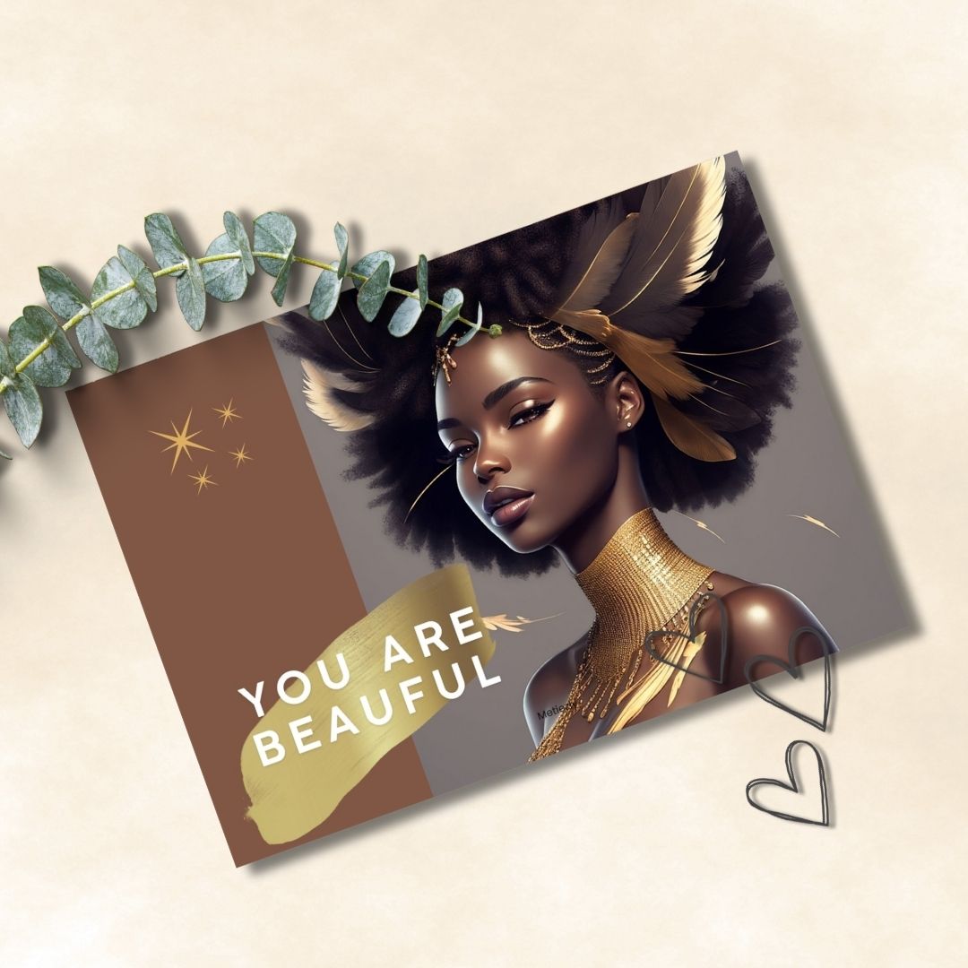 Pretty black ladys set of 5 editable greetingcards for sending true your phone Set of 5 cards $1.95