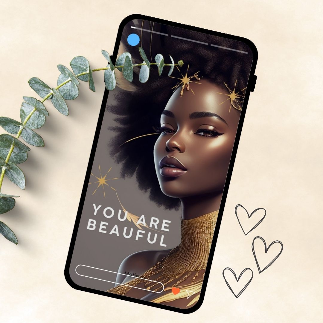 Pretty black ladys | set of 5 editable e-cards for sending true your phone