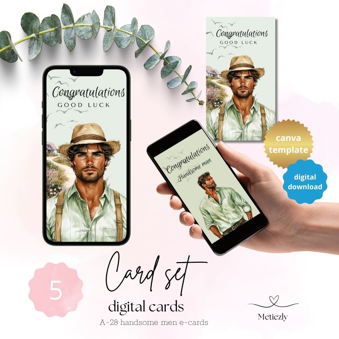 Handsome bold men, set of 5 cards | $2.23