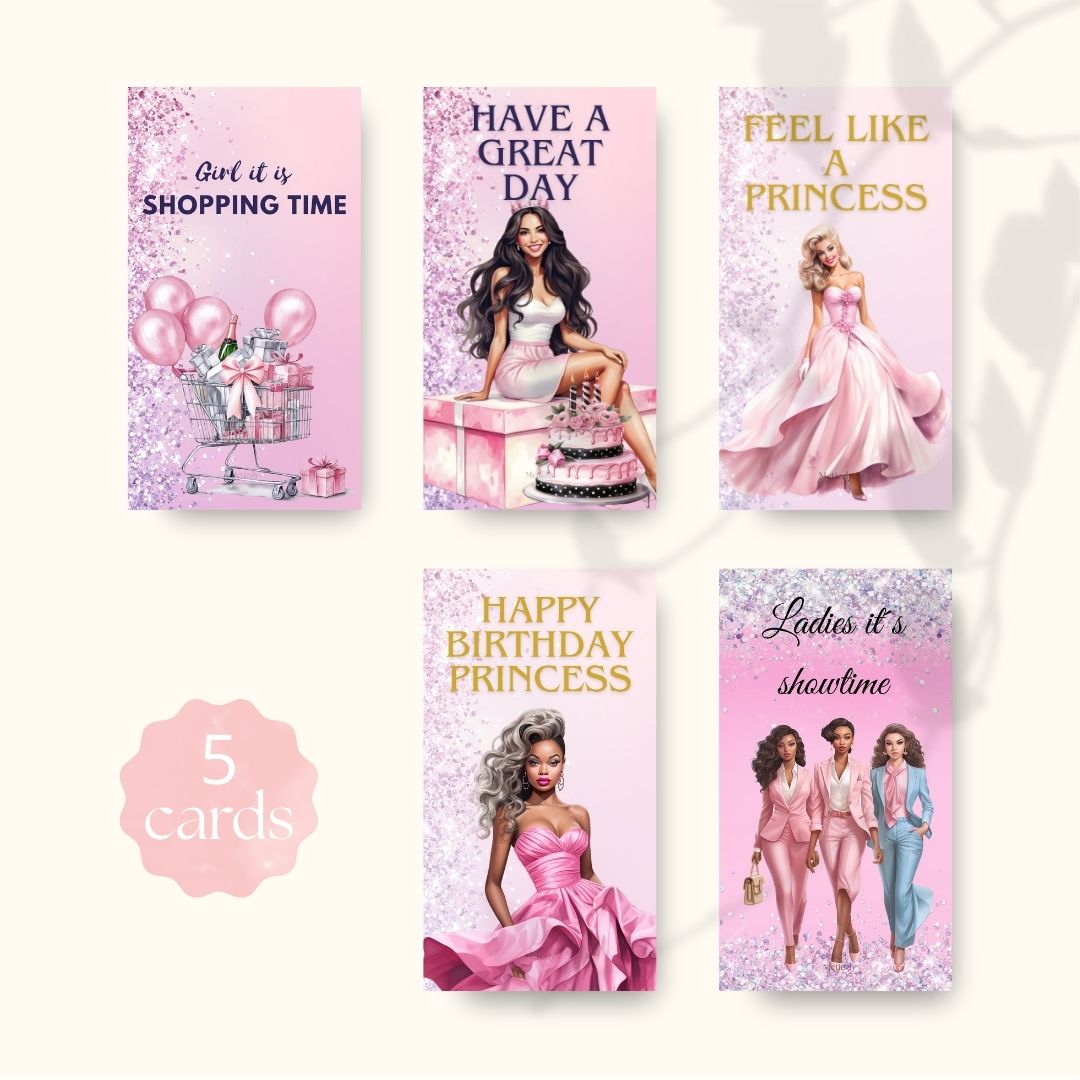 Glamour ladys | pink | greetingcards for all occasions to send with your mobile $2.23