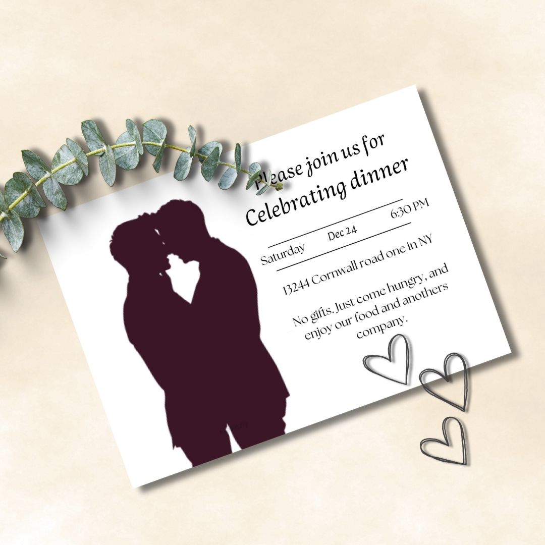 Black silhouette of men couples dinner invitations | set of 5 cards $2.35
