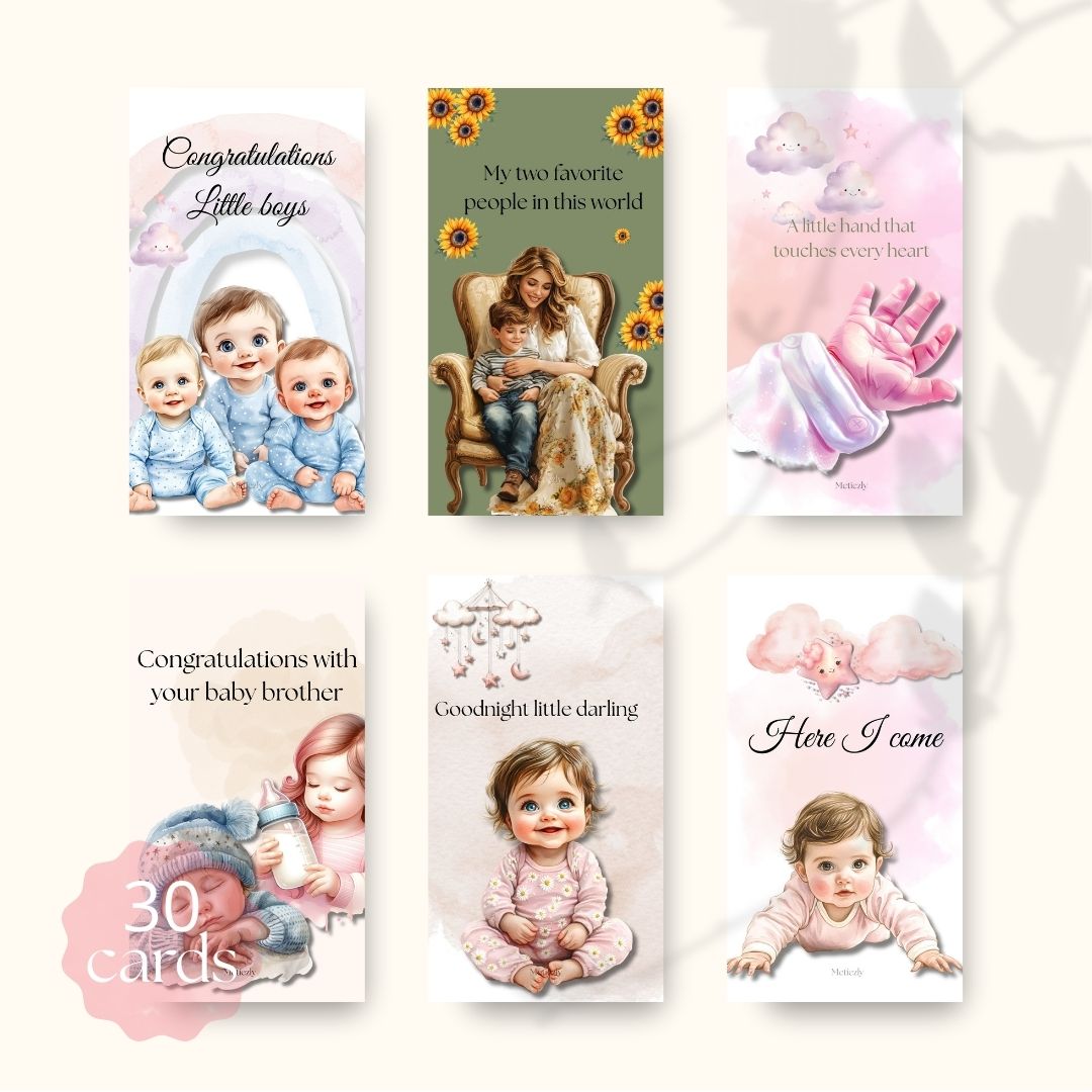 Cute toddler, set of 30 cards, mobile | $13.73