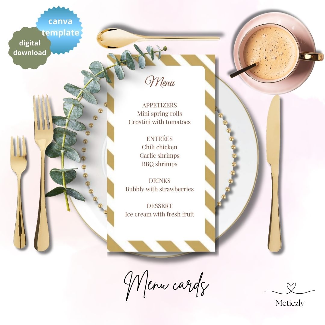 Editable menucards in beige theme for beige| naturel | boho styling | set of 5 printable 