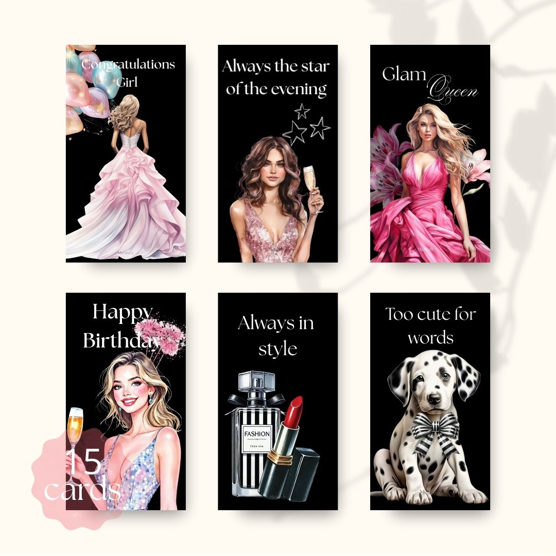 Glamorous | set of 15 mobile cards $5.72