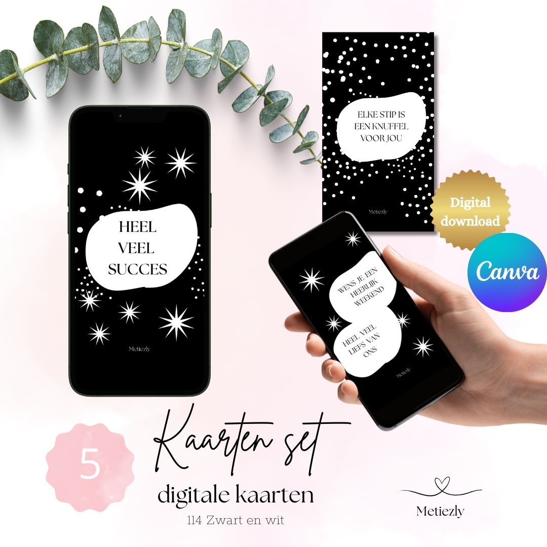 Zwart wit. mobiel, set van 5 kaarten | $2,23