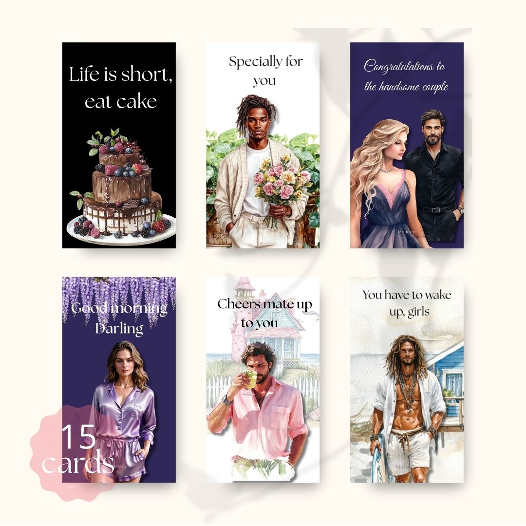 A55 celebration set of 15 mobile cards | Elegant handsome greetingcards $5.72