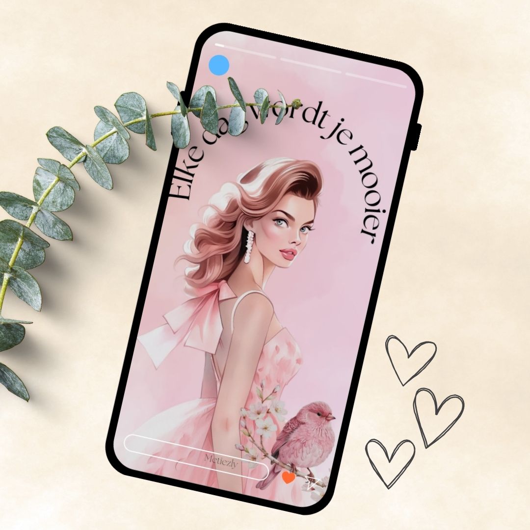 Prachtige dames in roze | set van 15 mobiele kaarten -076- $2.23