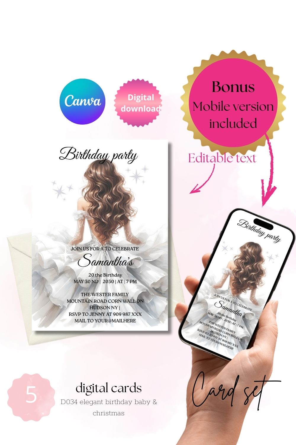 Elegant Birthday, Baby & Christmas invitations 