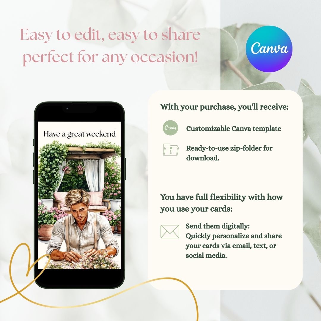 Romantic garden love | e-cards for mobile phone set of 5 