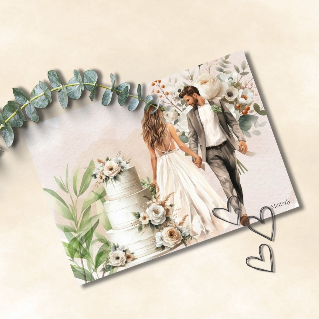 Wedding couples, set of 5 cards | $2.23