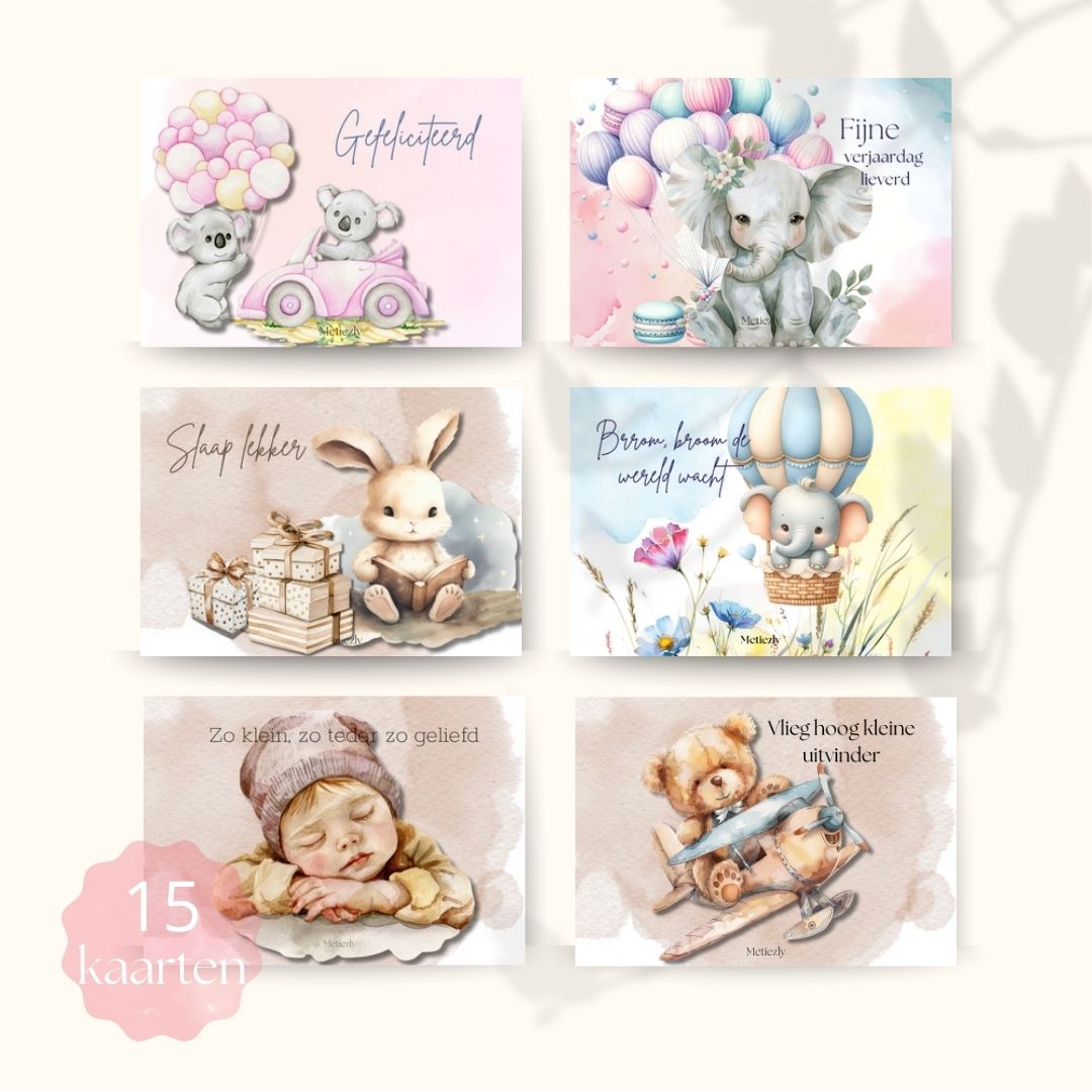 Beige baby, set van 15 kaarten | $5,72