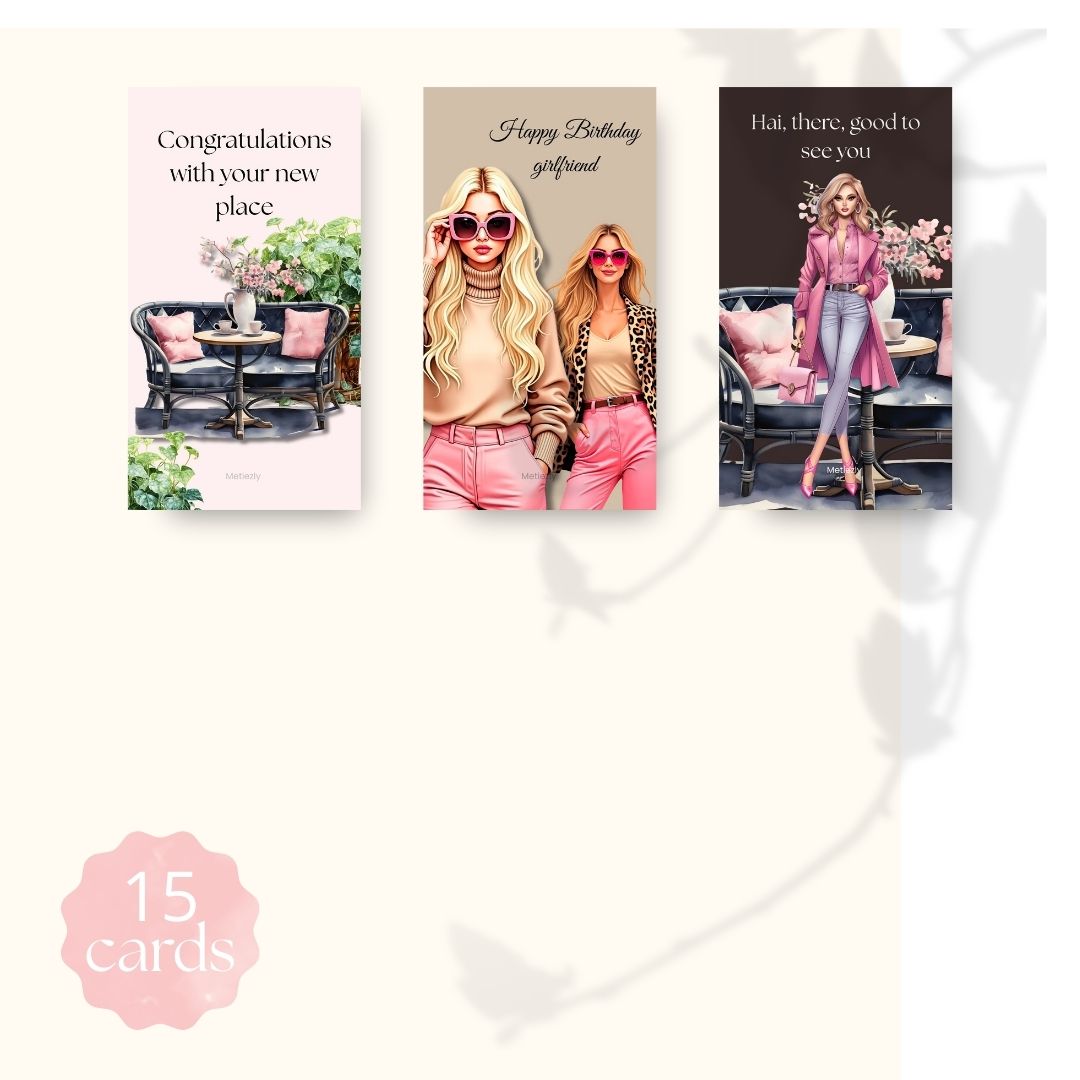 A55 celebration set of 15 mobile cards | Elegant handsome greetingcards $5.72
