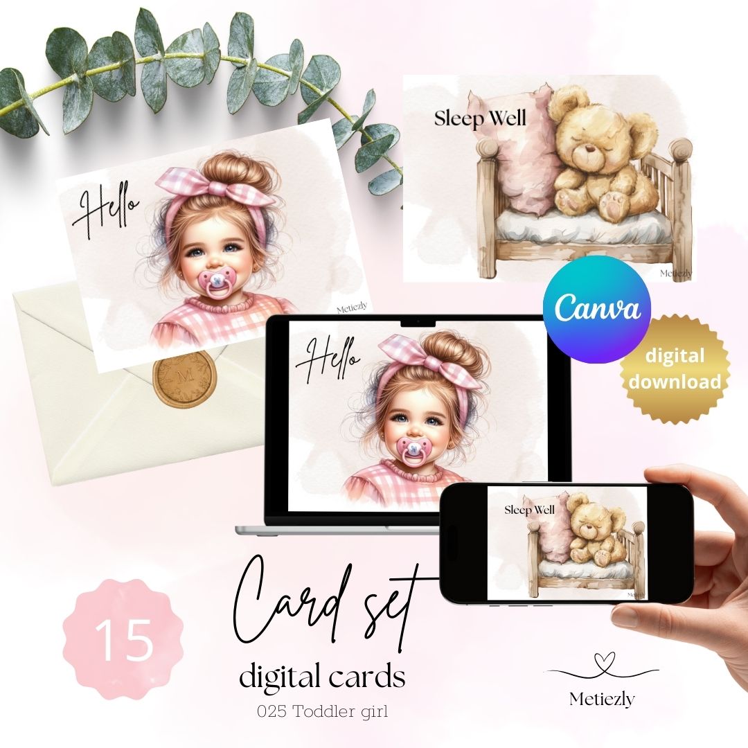 Toddler girl, set of 15 cards | $5,72