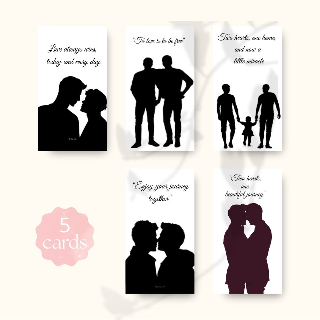 Gay couple's silhouet | men in love with men greetingcards to send with your phone | set of 4