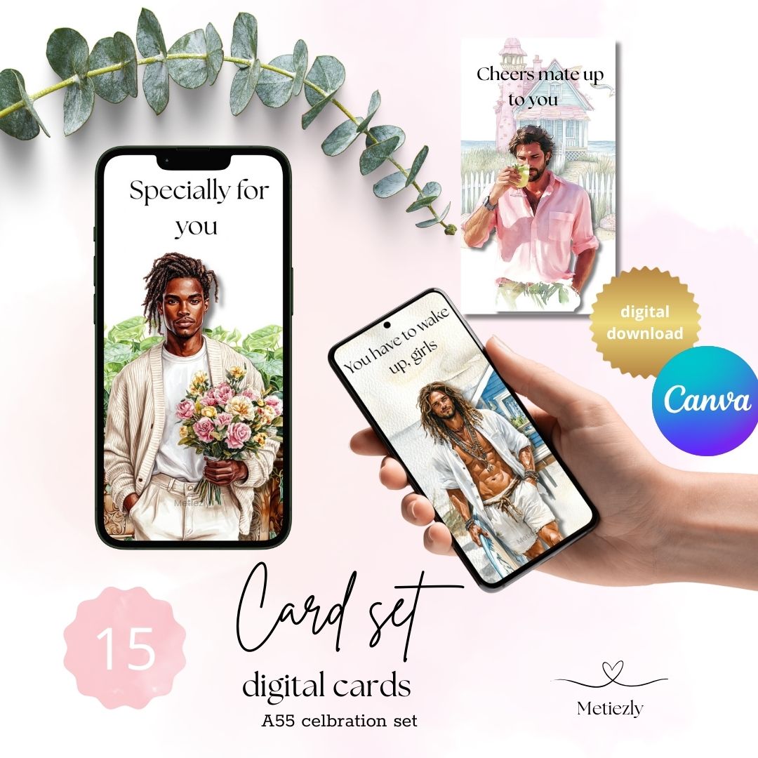 A55 celebration set of 15 mobile cards | Elegant handsome greetingcards $5.72