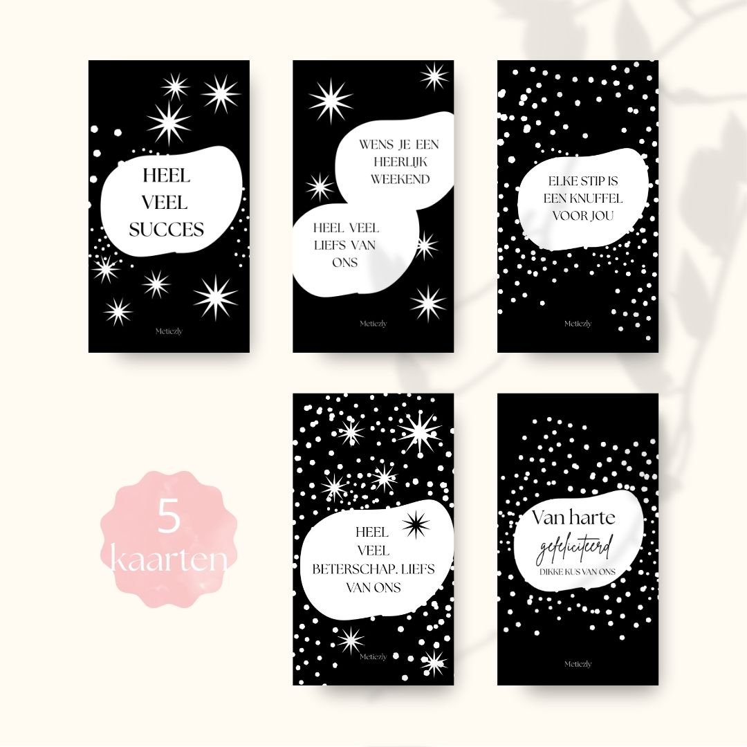 Zwart wit. mobiel, set van 5 kaarten | $2,23