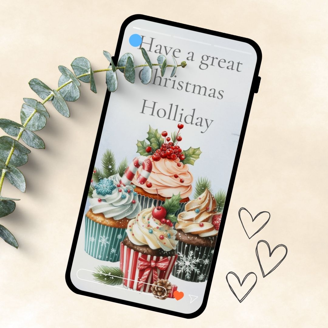 Elegant Christmas cupcakes | Set of 5 mobile cards