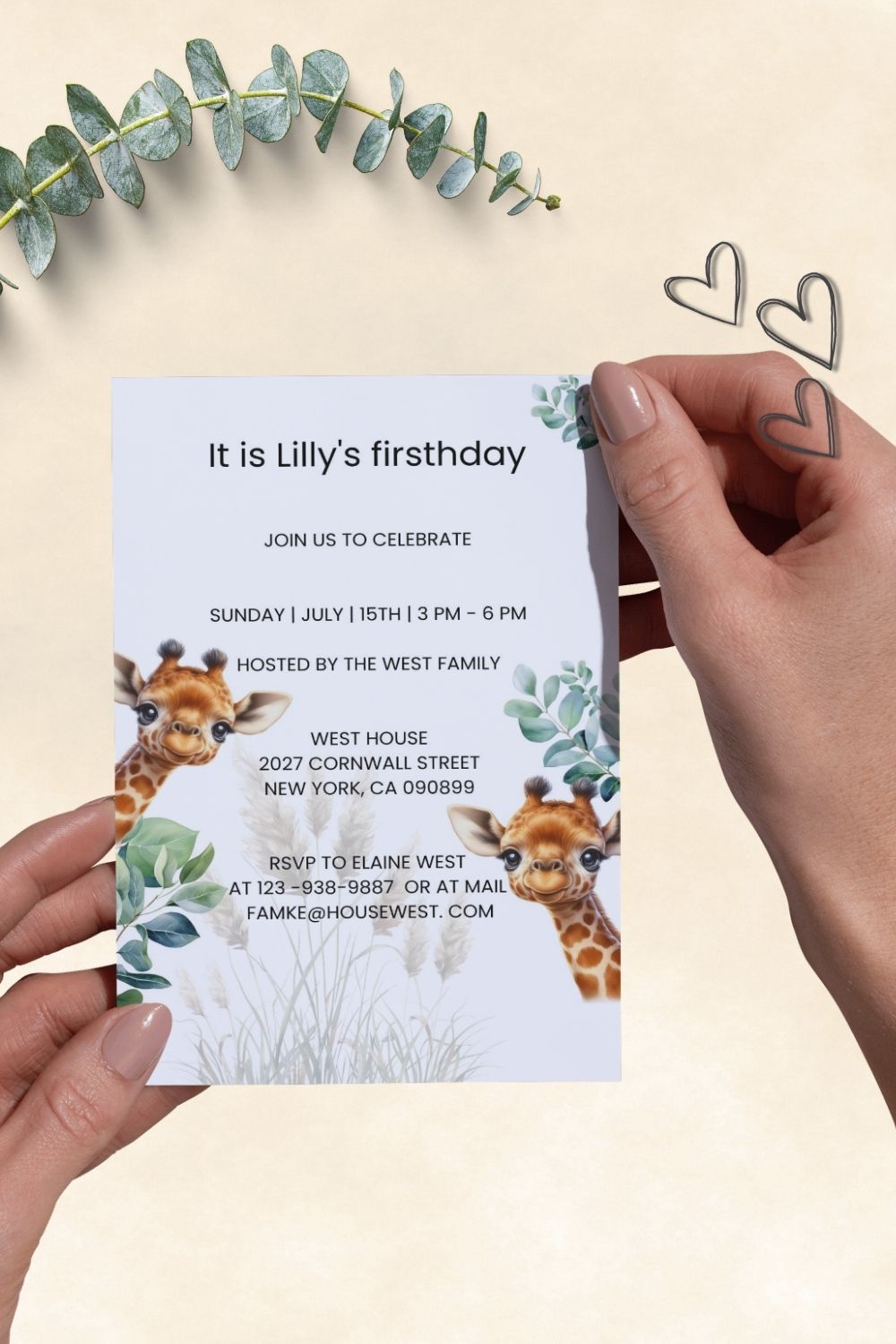 Editable Safari Baby Shower Invitations – Cute Jungle Animal Theme | Set of 5