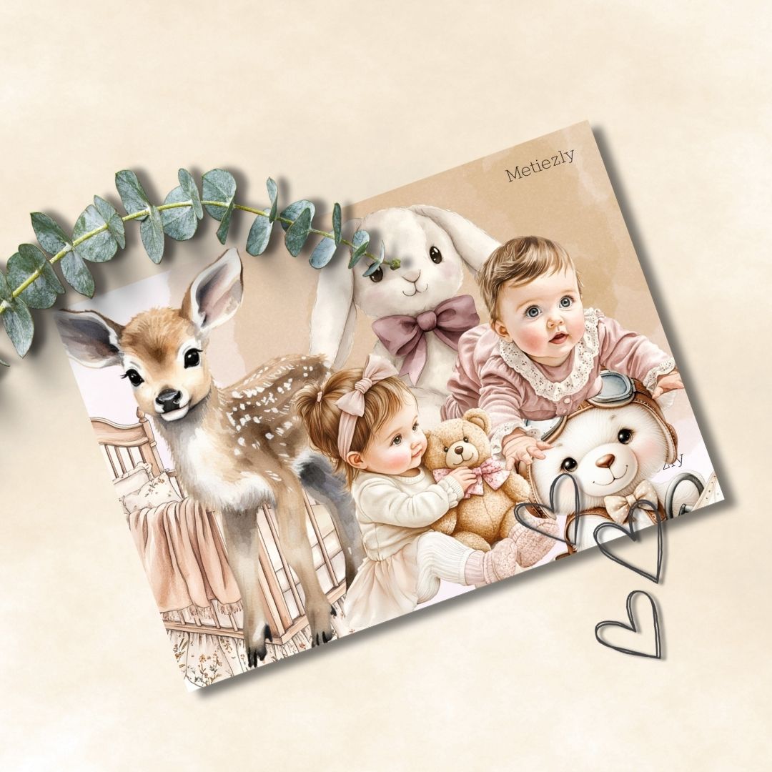 Sweet beige bear, set of 5 cards | $2,23