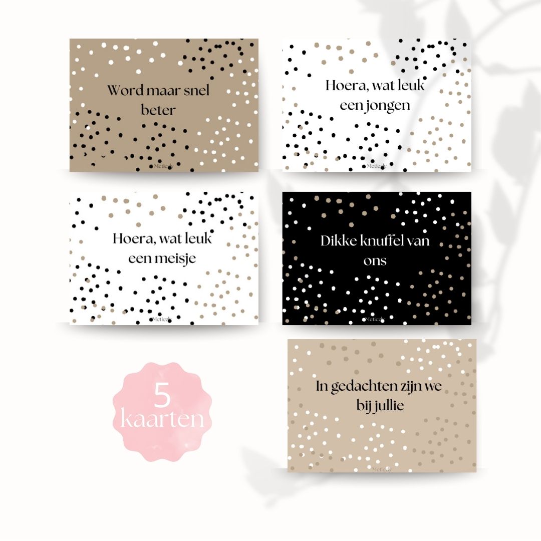 Beige stippen, set van 5 kaarten | $2.23