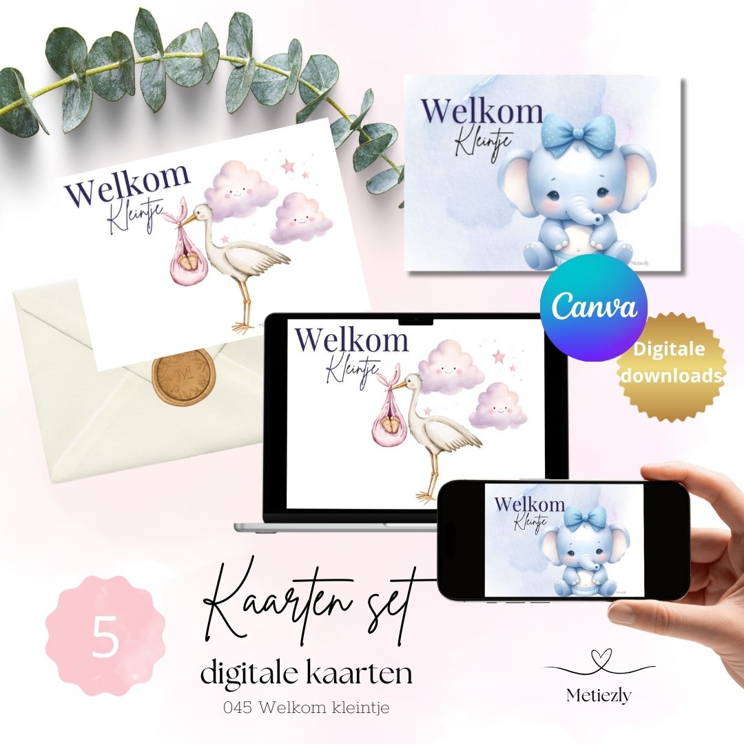 Welkom kleintje, set van 5 kaarten | $2.23