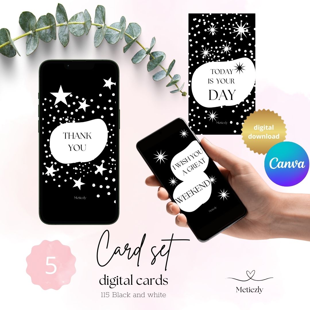 Black and white | set of 5 mobile cards