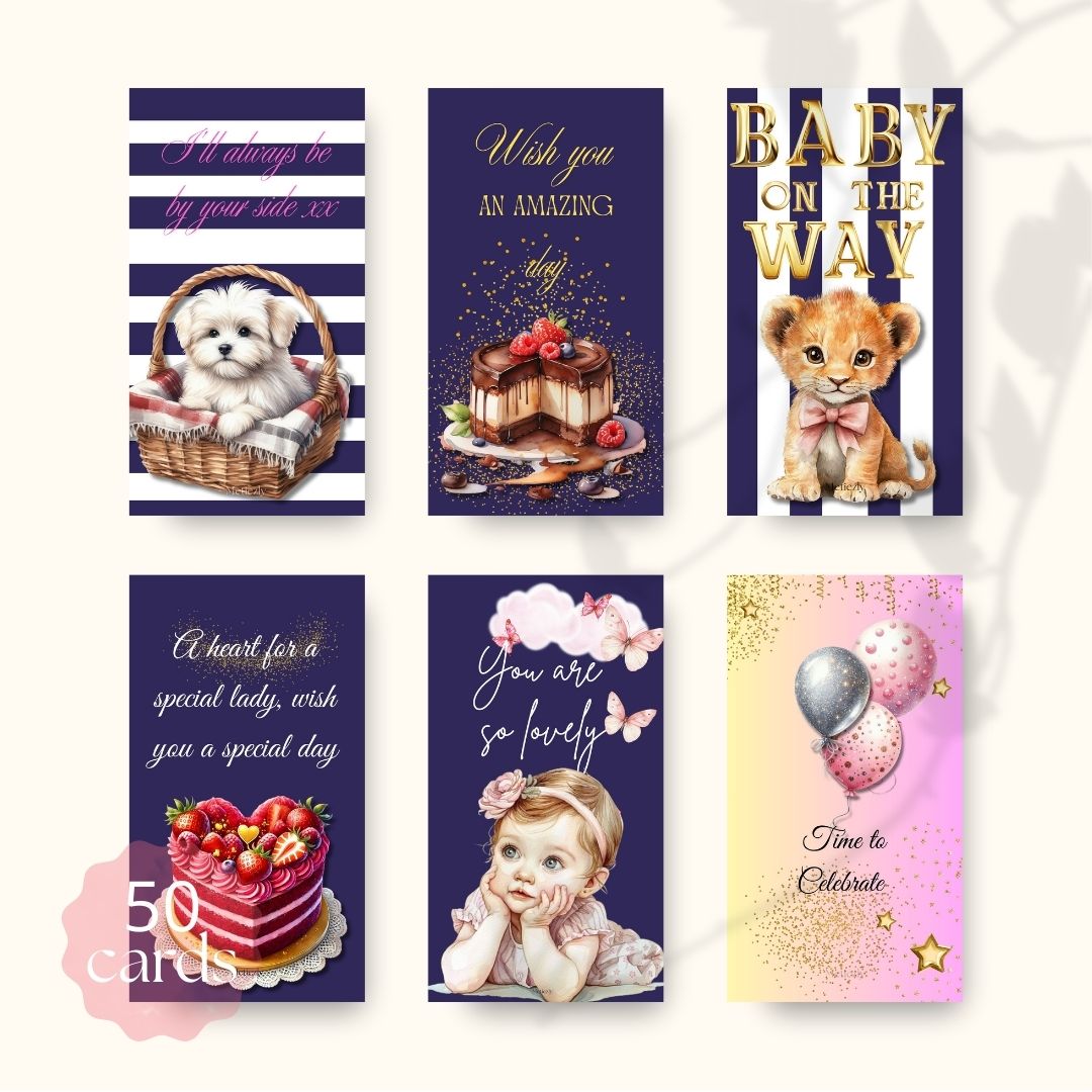 Celebrate glamour |  set of 50 mobile cards