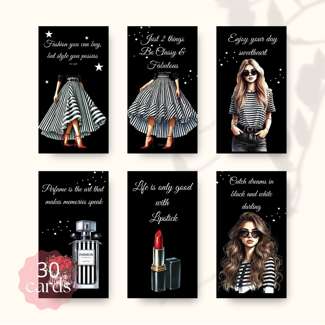 Style in black and white | set of 30 mobile cards
