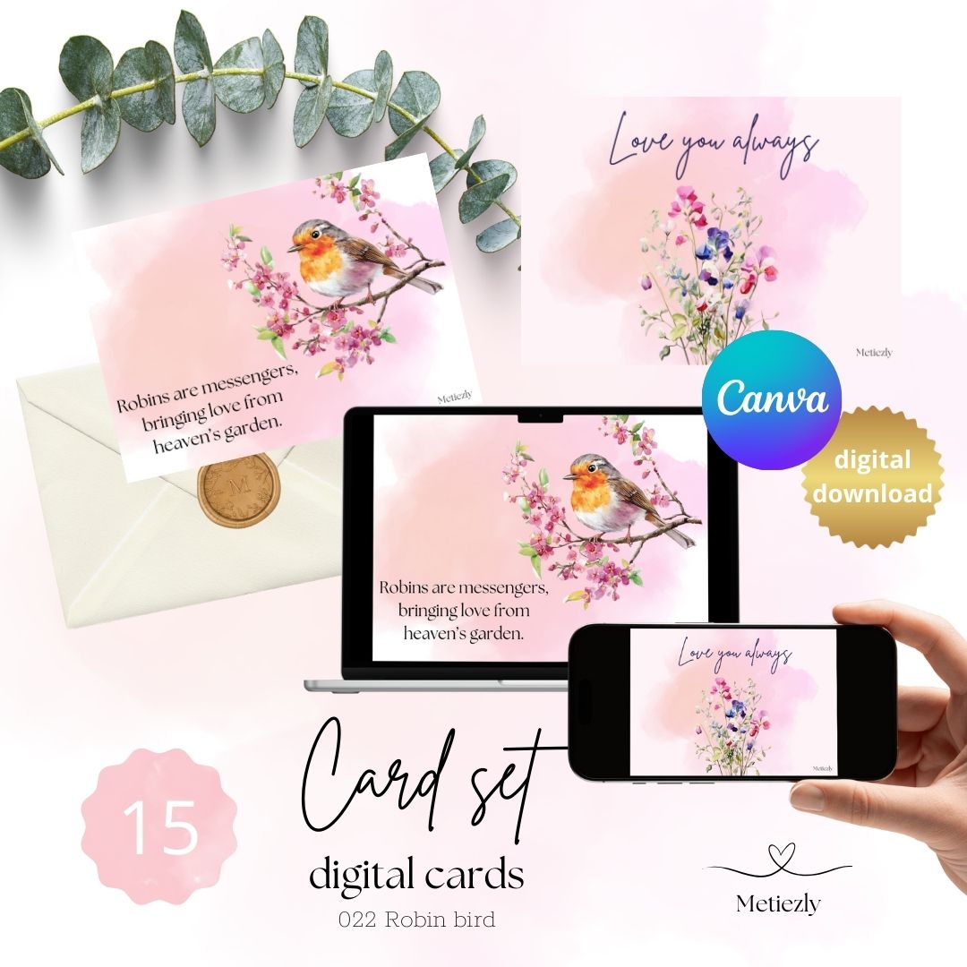 Robin bird, set of 15 card | $5,72