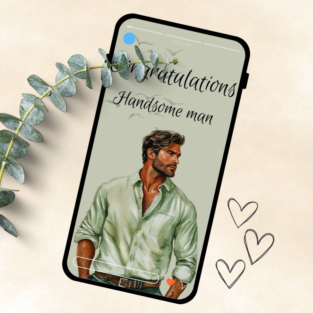 Handsome bold men, set of 5 cards | $2.23