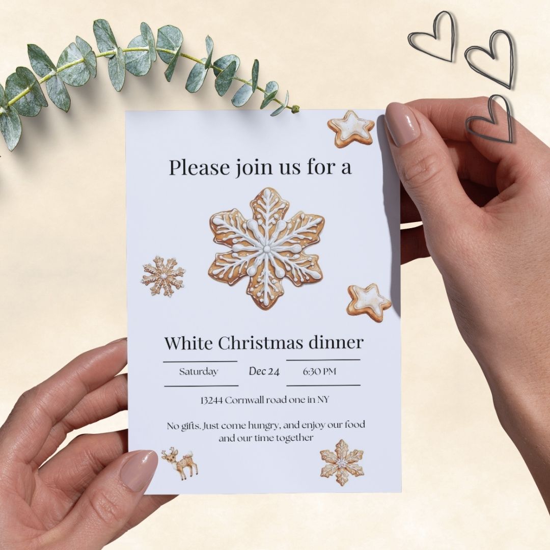 Editable christmas dinner | coockies exchange | breakfast  coockie baking invitations 