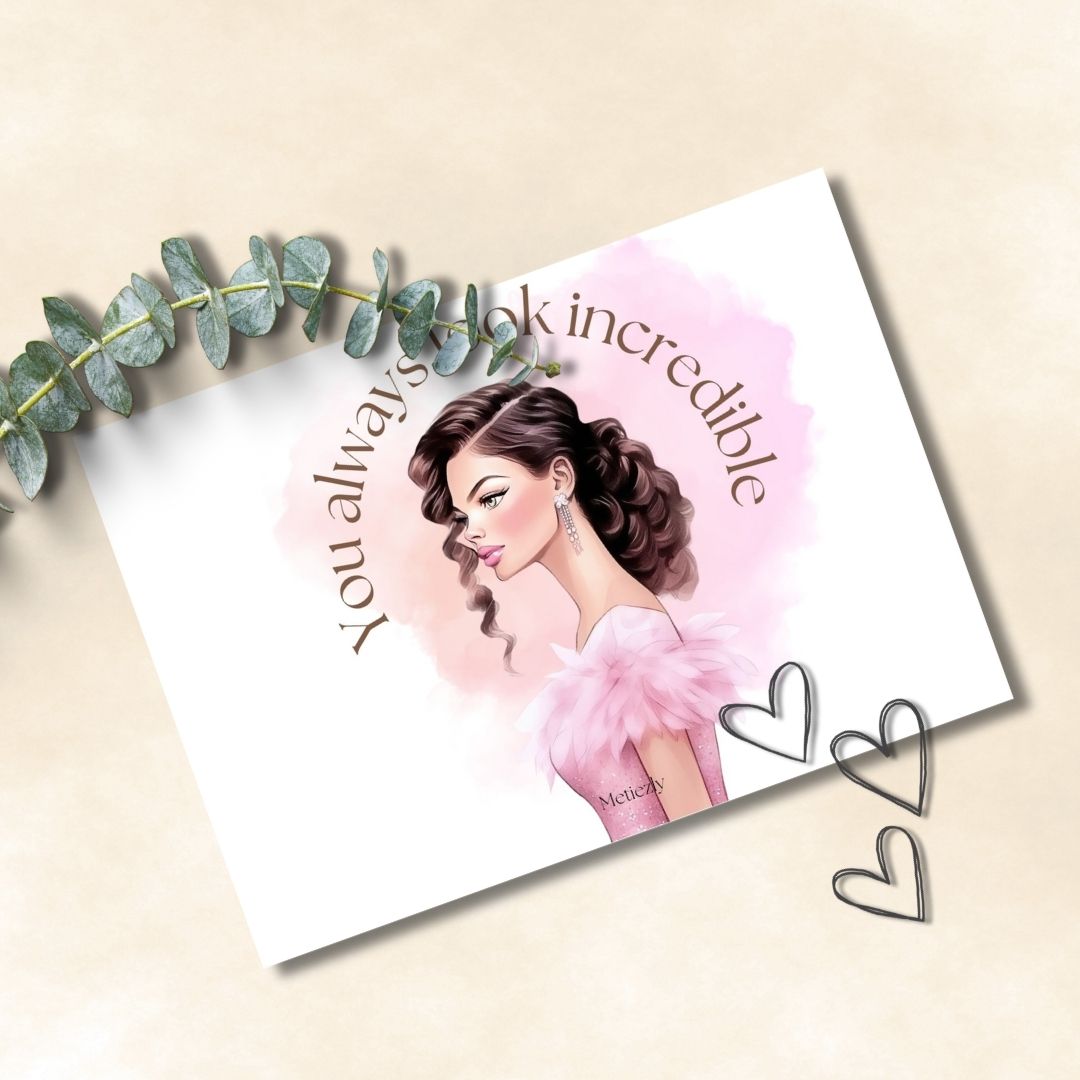 Beautiful ladies in pink, set of 15 cards | $5,72