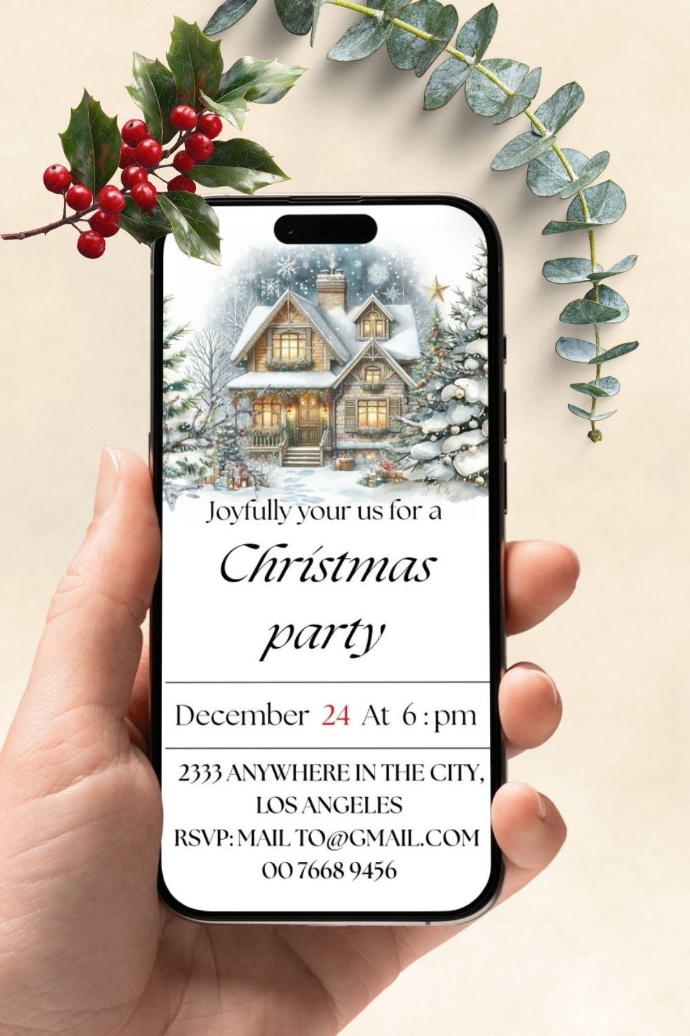 Snowy christmas cottage invitations $3,36