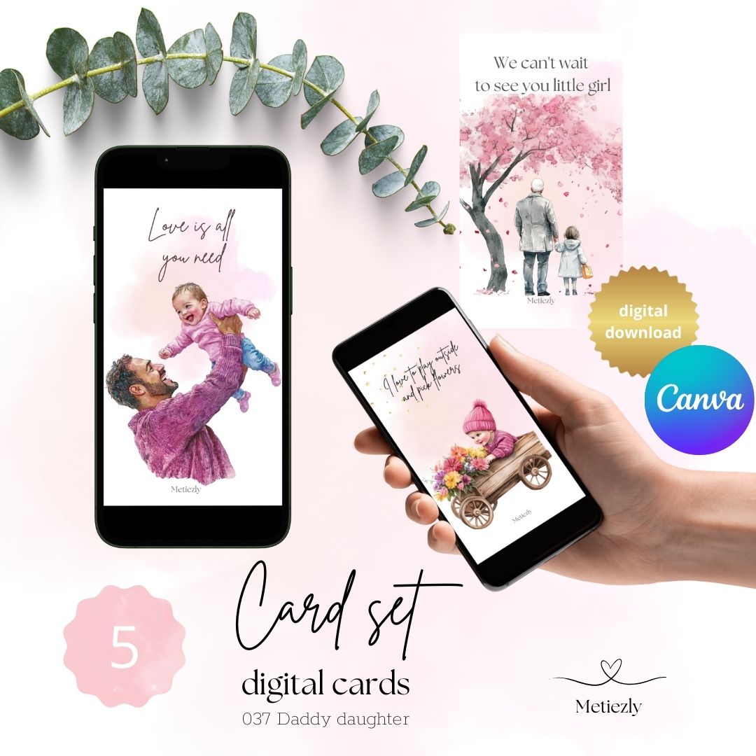 Daddy daughter | set of 5 mobile cards