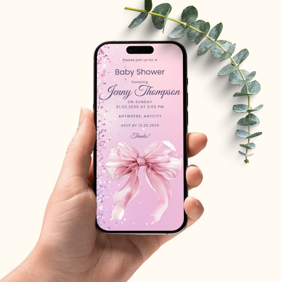 Glamour Pink Baby Shower Invitation Set (5 Options)