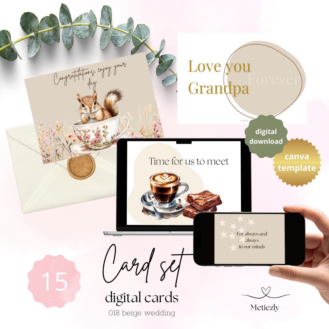 Beige wedding, set of 15 cards | $5,72