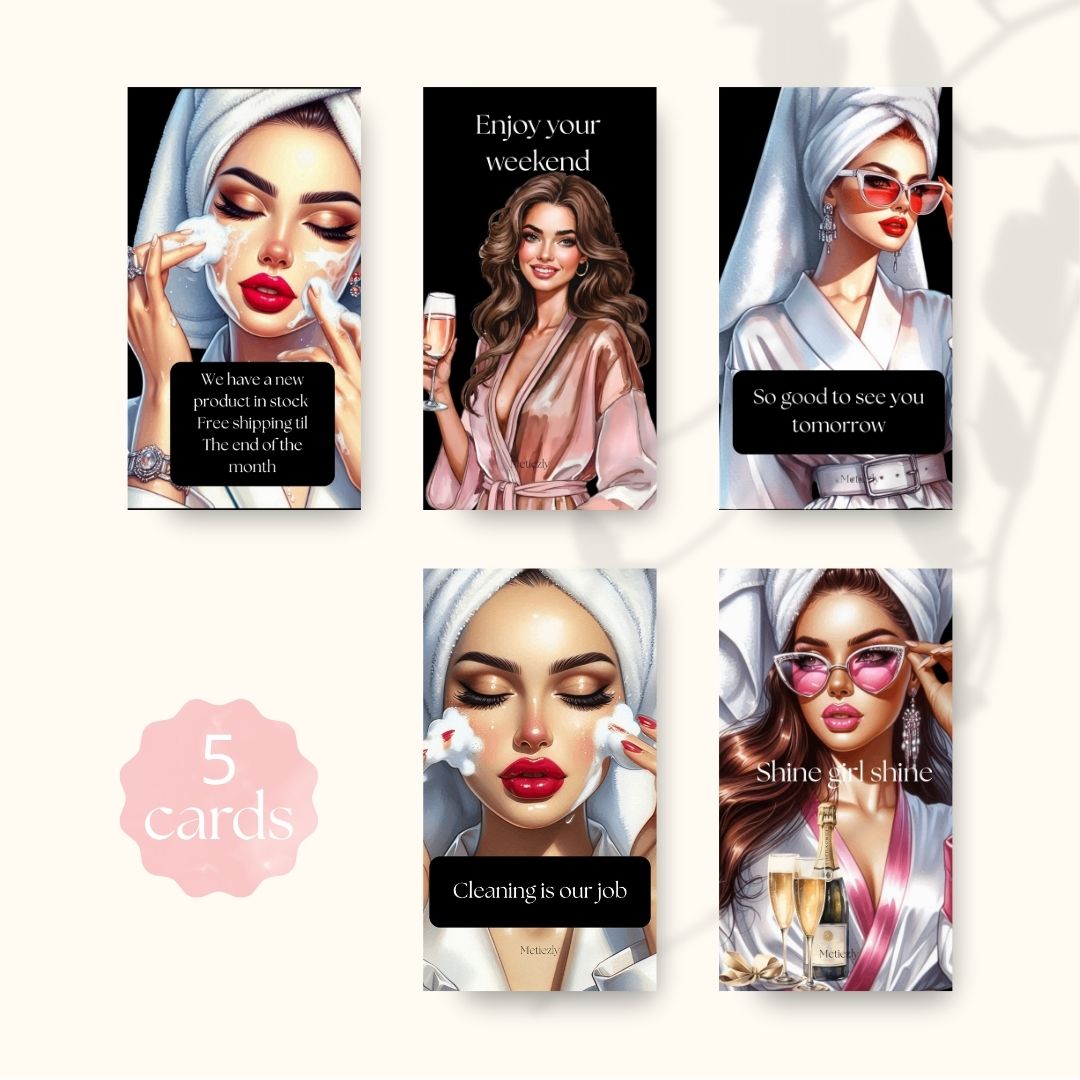Beauty, shine, set of 5 cards, mobile | $2,23