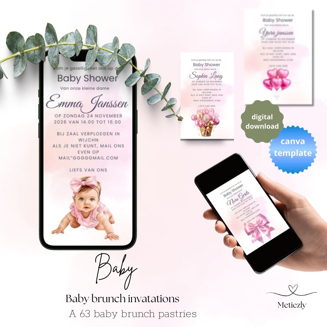 Baby shower invitaion editable elgant set of 5 different cards 
