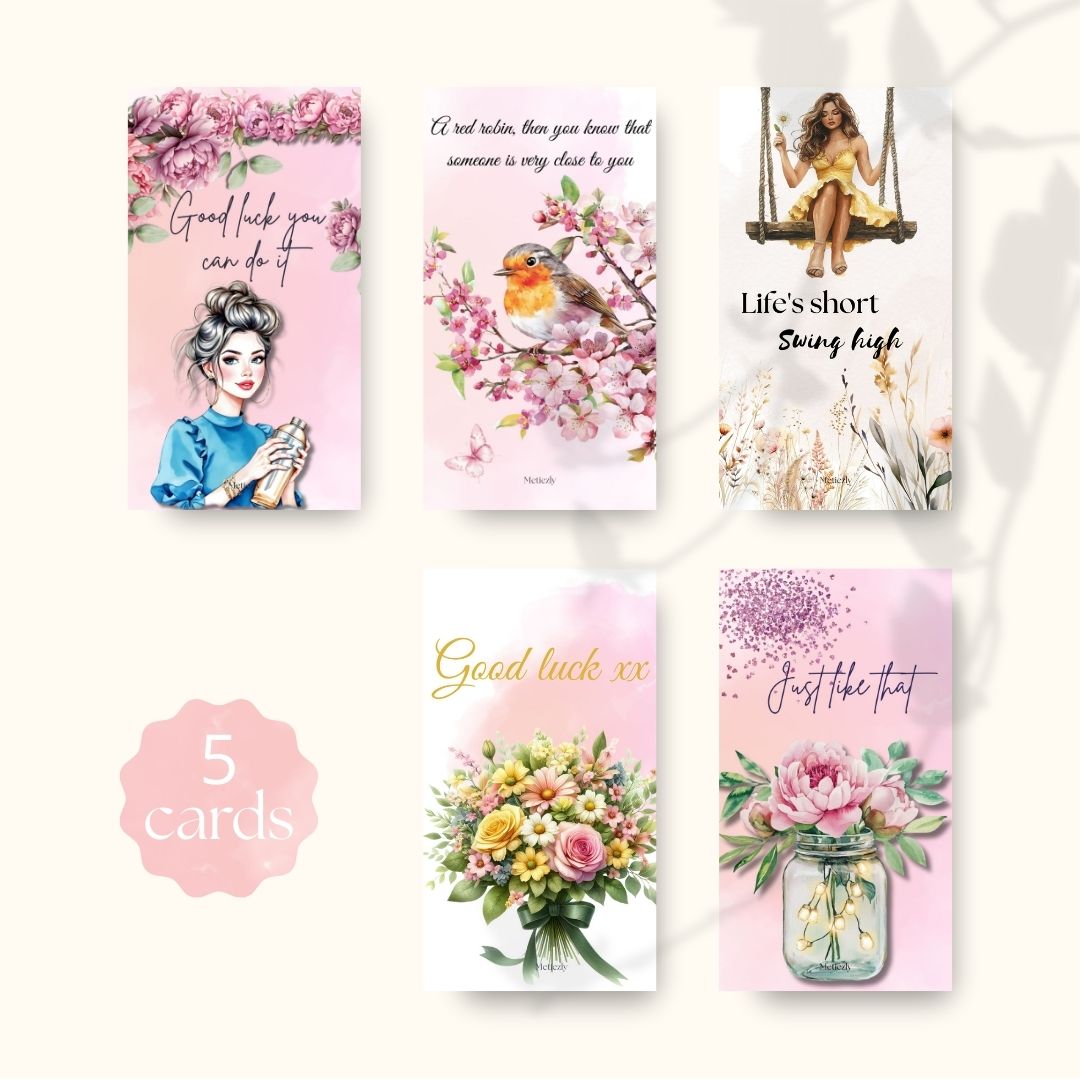 Happy flower cards, set of 5, mobile | $2.23