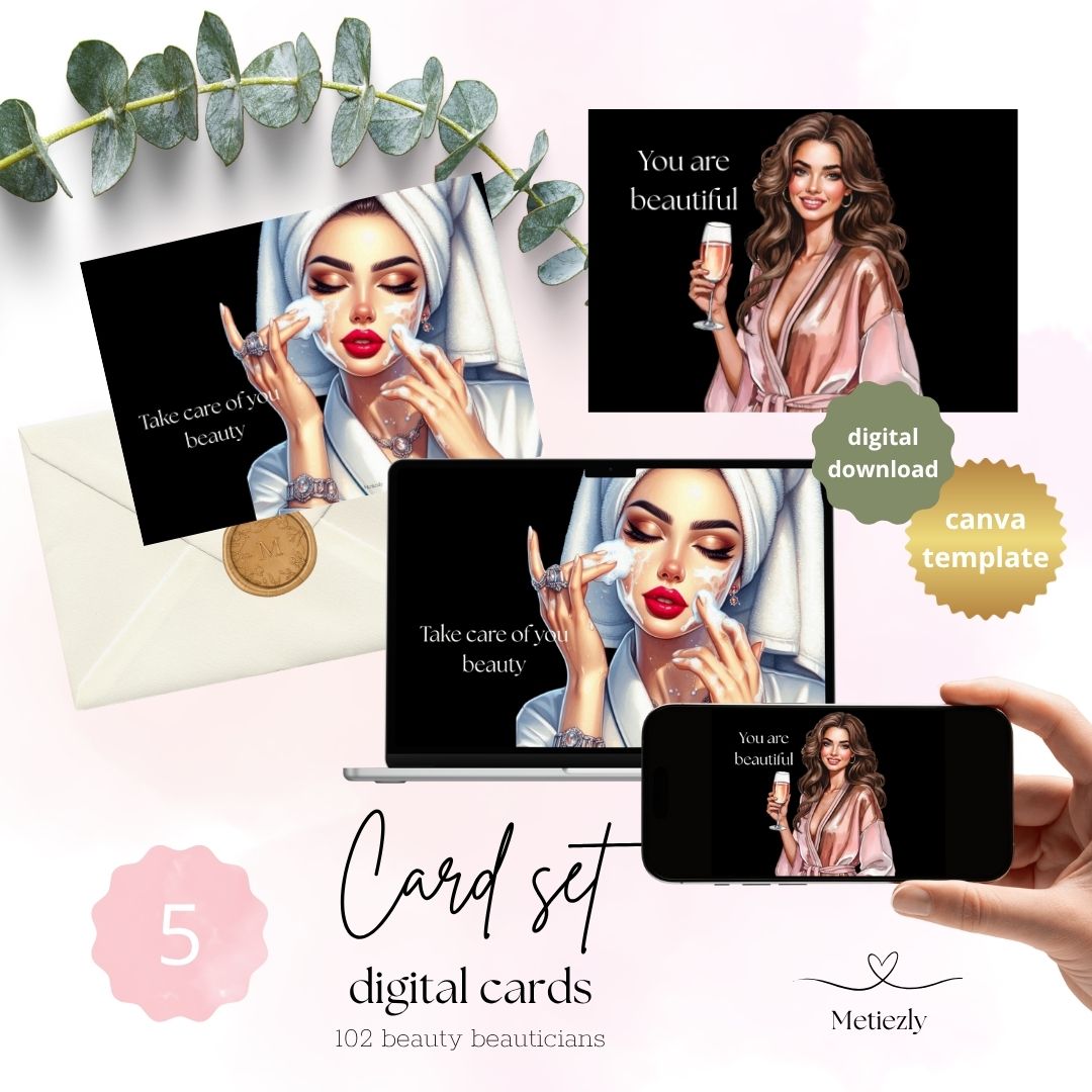 Beauty - beauticians - skincare, set of 5 cards | $2,23