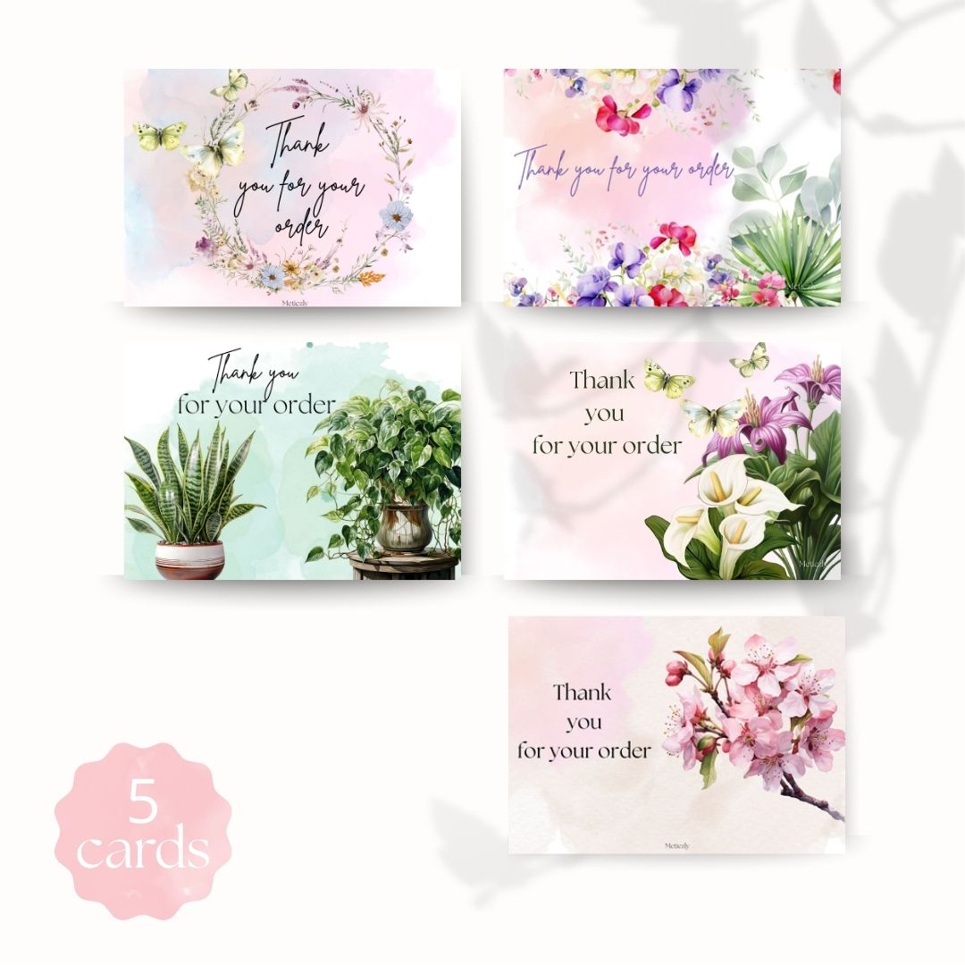 Thank you for your order, set of 5 cards | $2.23