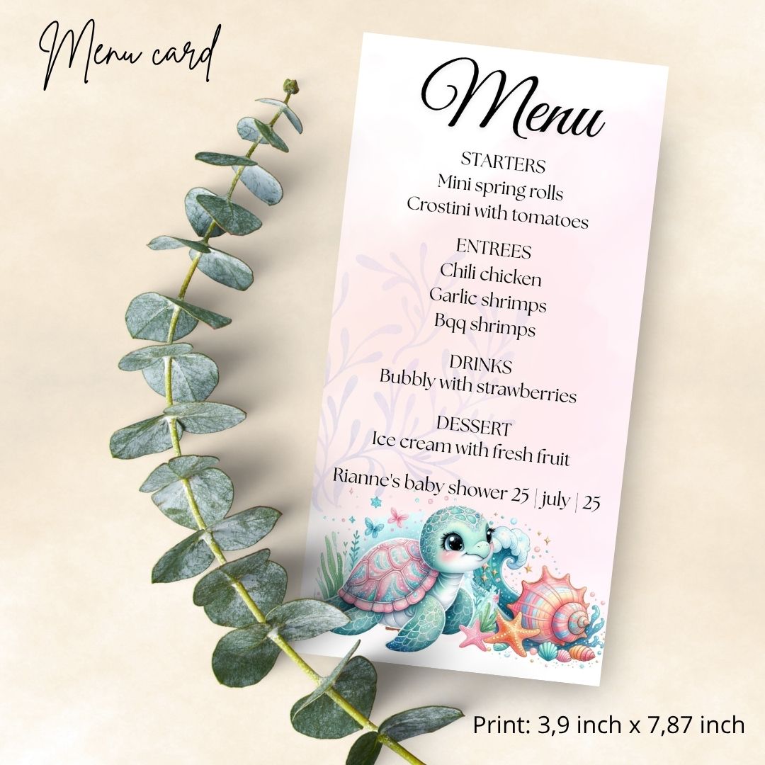 Editable Baby Bundle Templates – Ocean Dream Baby Turtle Theme | Complete Set of 10