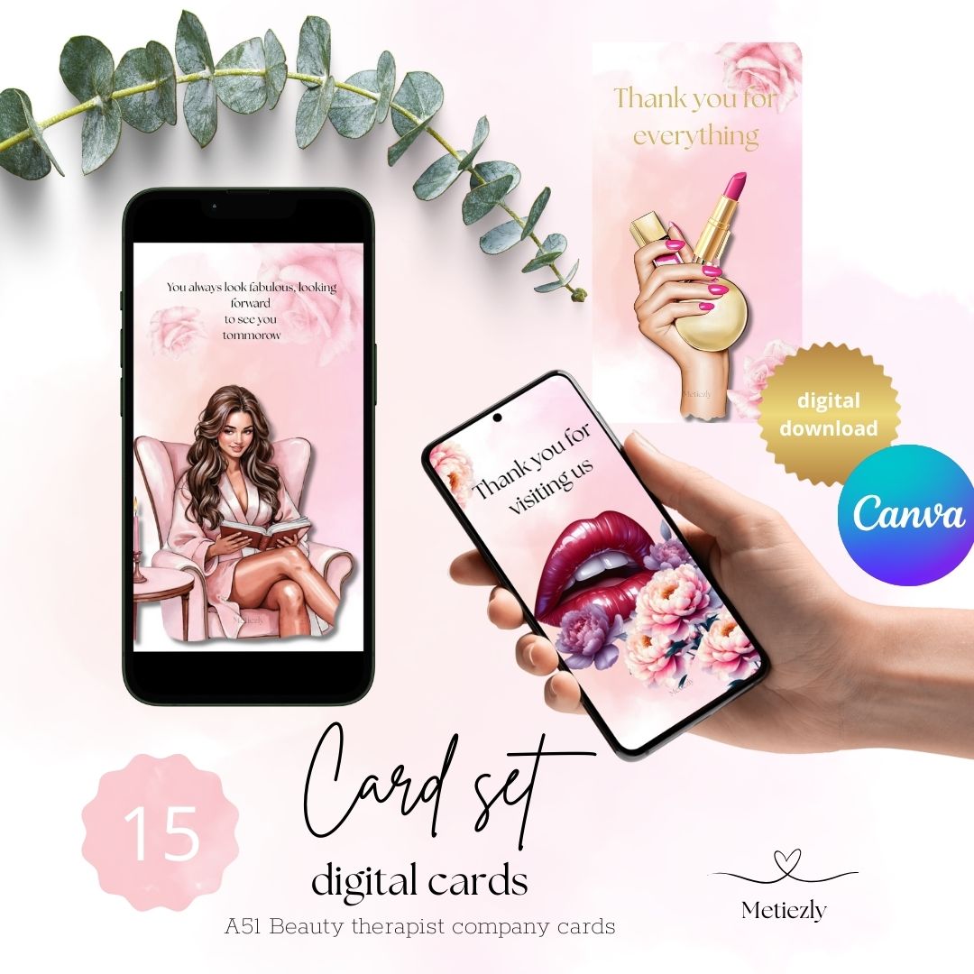 Beauty therapist, company cards, set of 15 mobile cards
