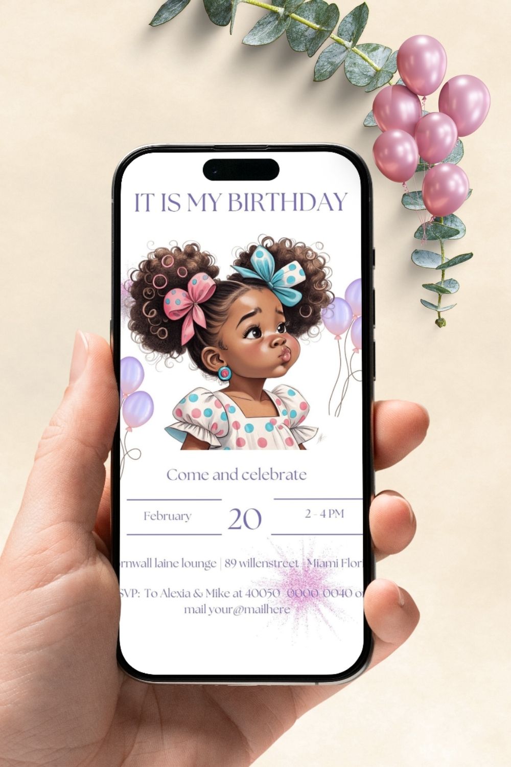 Birthday Invitation – Cute African American Toddler Girl