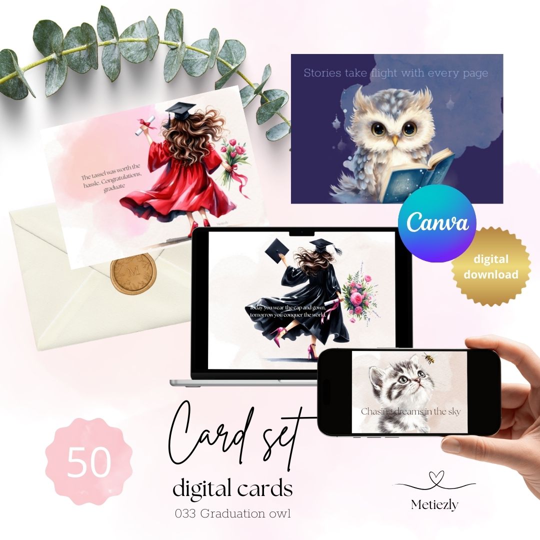 Graduation, baby animals , set of 50 cards | $29,20
