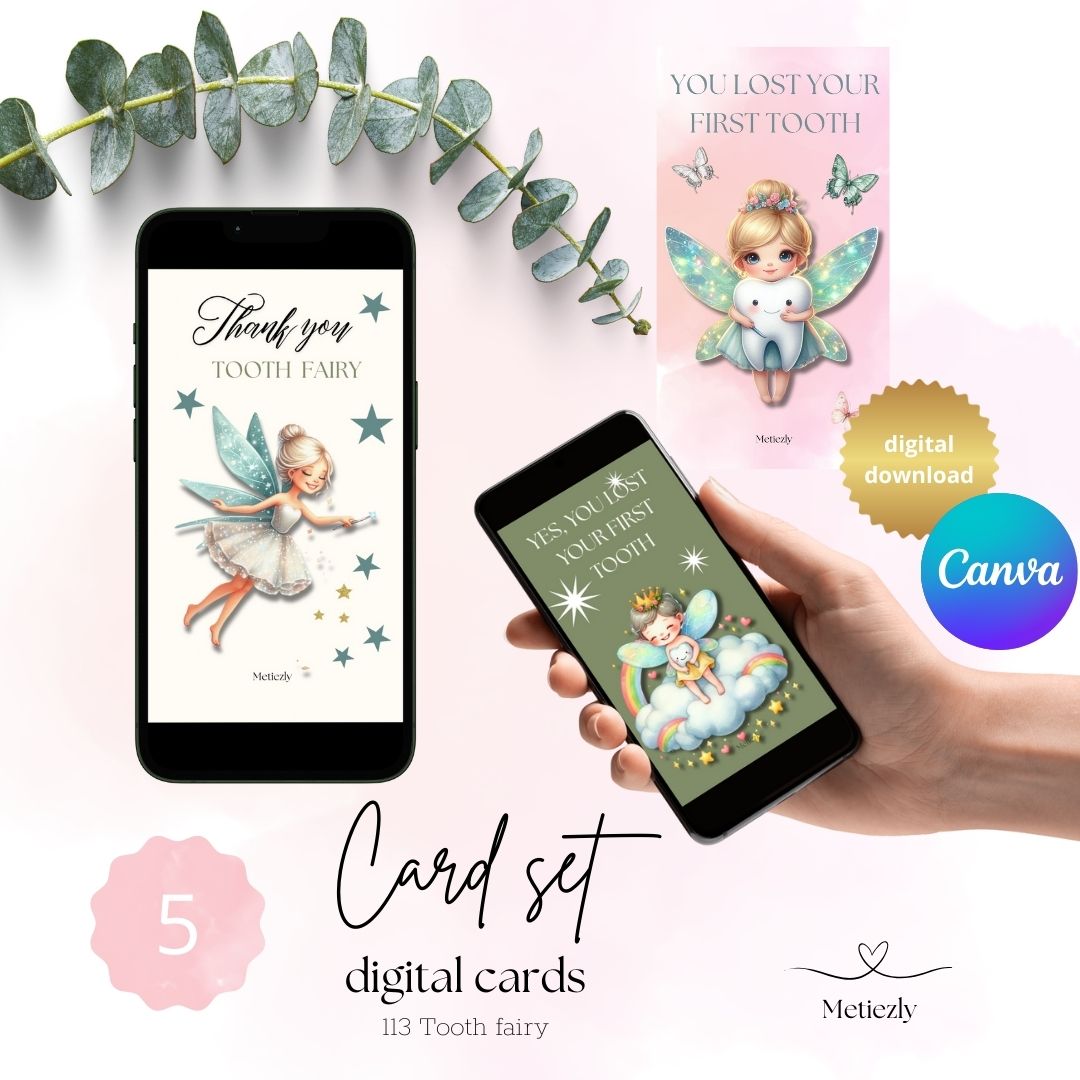 Tooth fairy first tooth | set of 5 mobile cards 