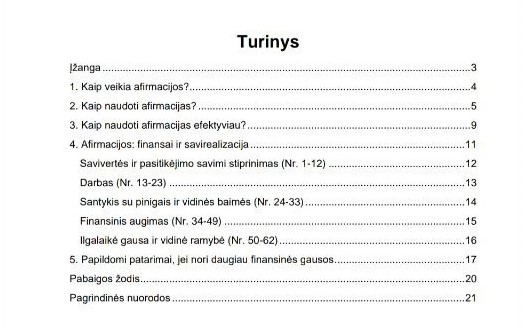 Afirmacijų rinkinys „Finansinė gausa ir savirealizacija“