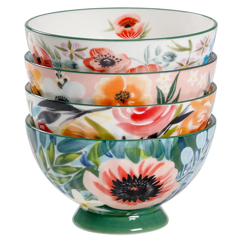 Floral Ceramic Bowls Set