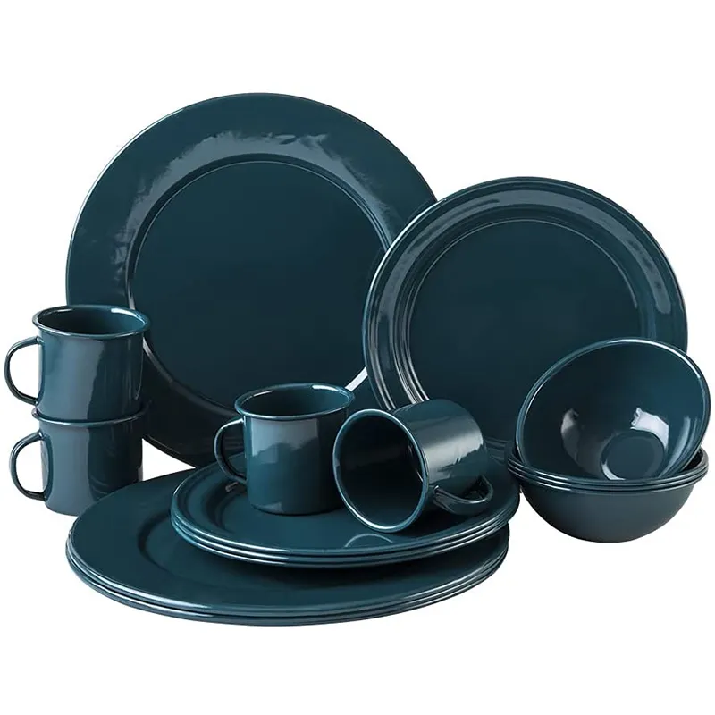 16-Piece Dark Teal Dinnerware Set